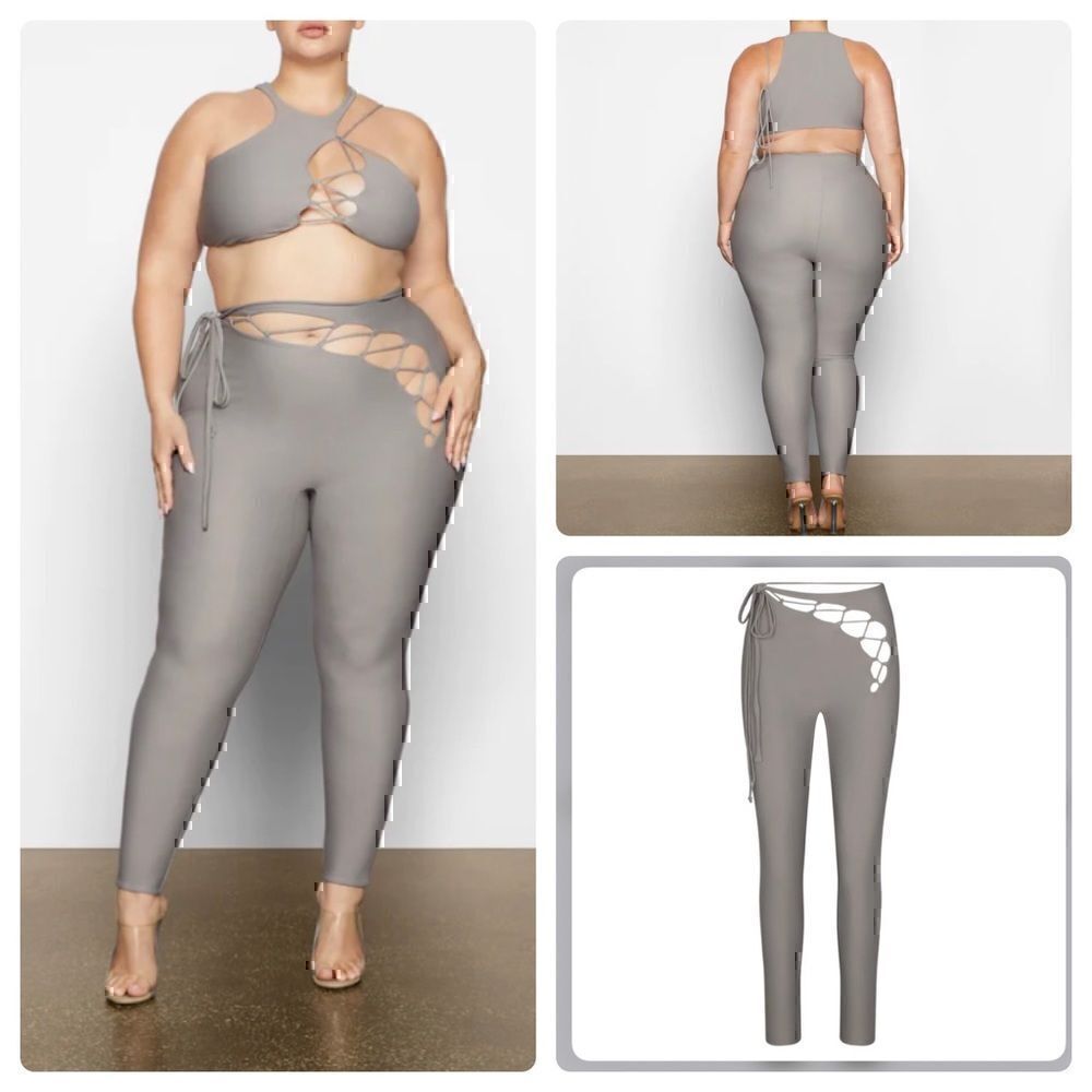 NWT Skims Lace up Leggings in Chrome 3X